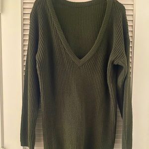 Lulus Deep V-Neck Sweater Dress